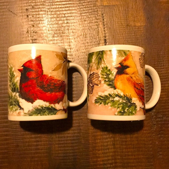 Final Price- Vintage Cracker Barrel “Plaid Tidings” Cardinals Mugs Gift Set - Picture 4 of 8